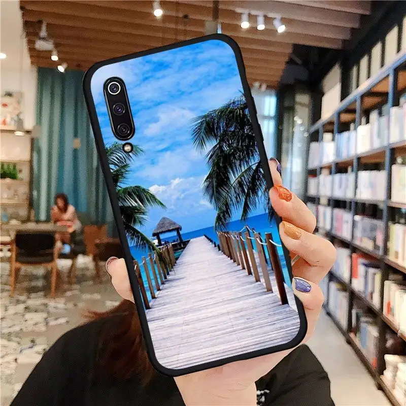 

Clear Sea Sky Sandy beach Phone Case black For Xiaomi Redmi mi note 7 8t 9 9t 9s 8 10 10t 11 pro lite K20 max 3