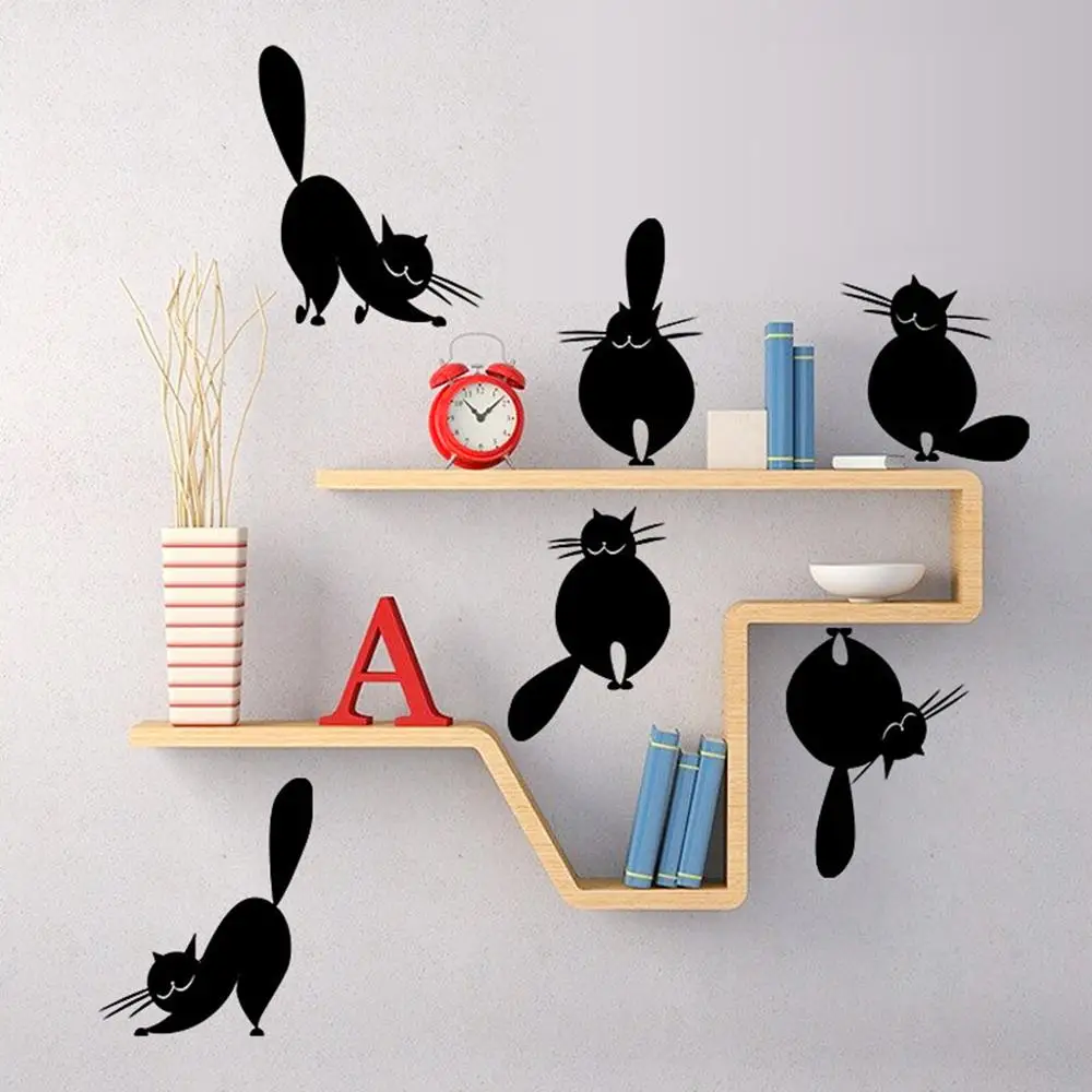 Мультяшные животные милый кот высота мера стикер стены для детской комнаты