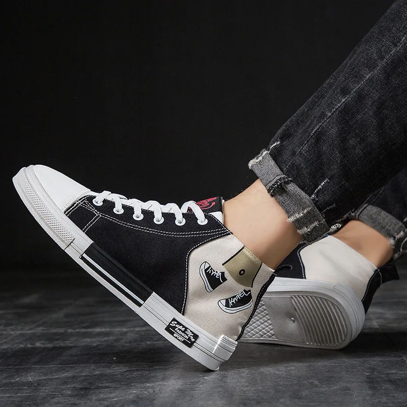 Новинка беговые кроссовки мужские высокие модные белые и черные унисекс