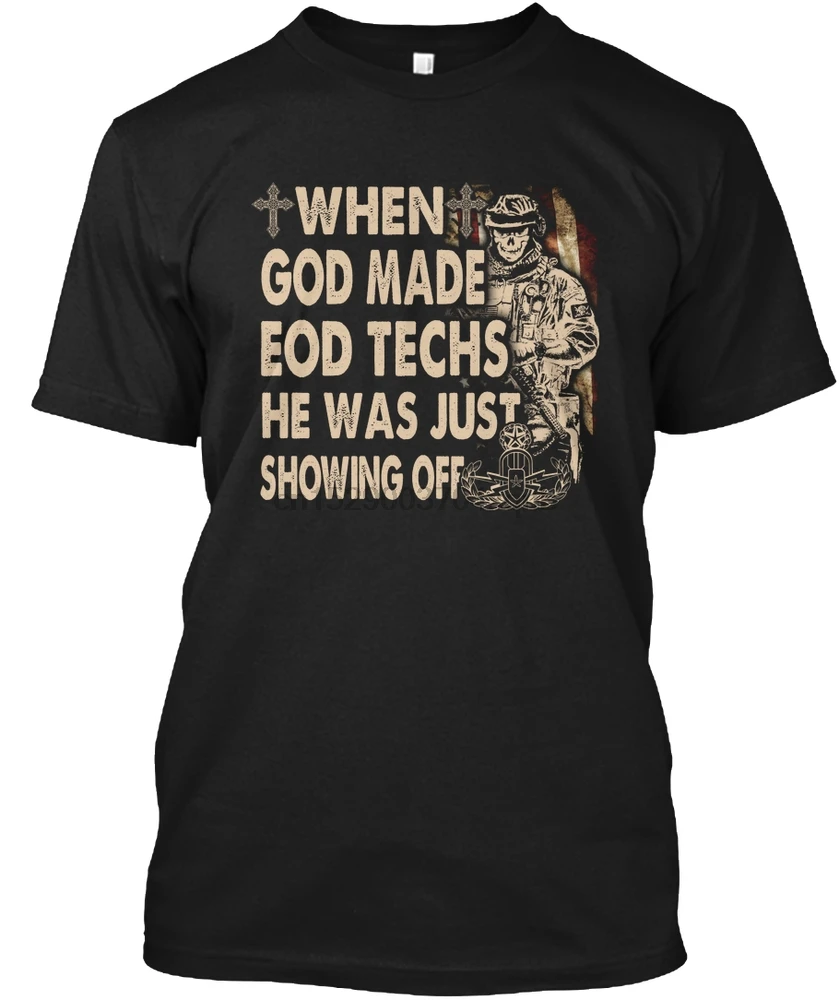 Мужская футболка eod tech eodtech63 27 when god made job Женская | одежда