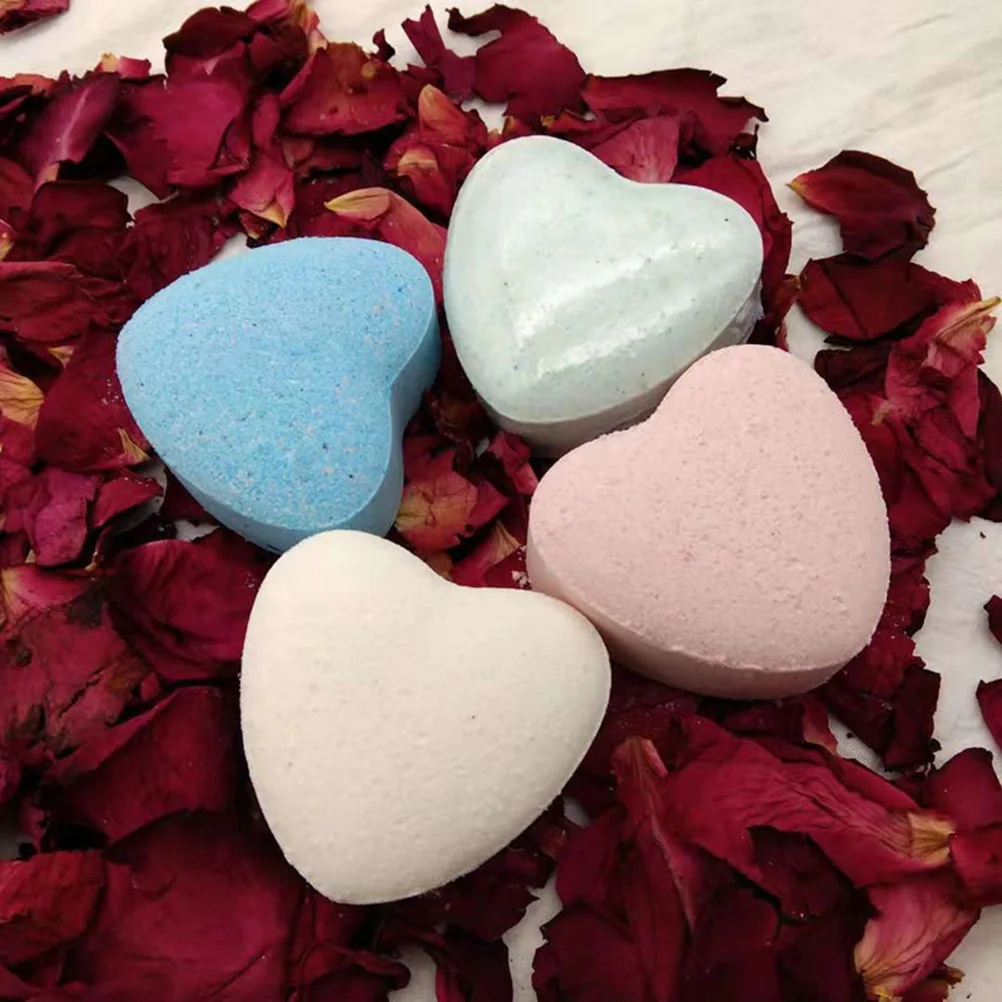 

4pcs Bath Bombs Exfoliating Scented Heart Shape Bubble Shower Bombs Bath Melts Salts Fizzer Fragrance Gift Set For Spa Skin Care