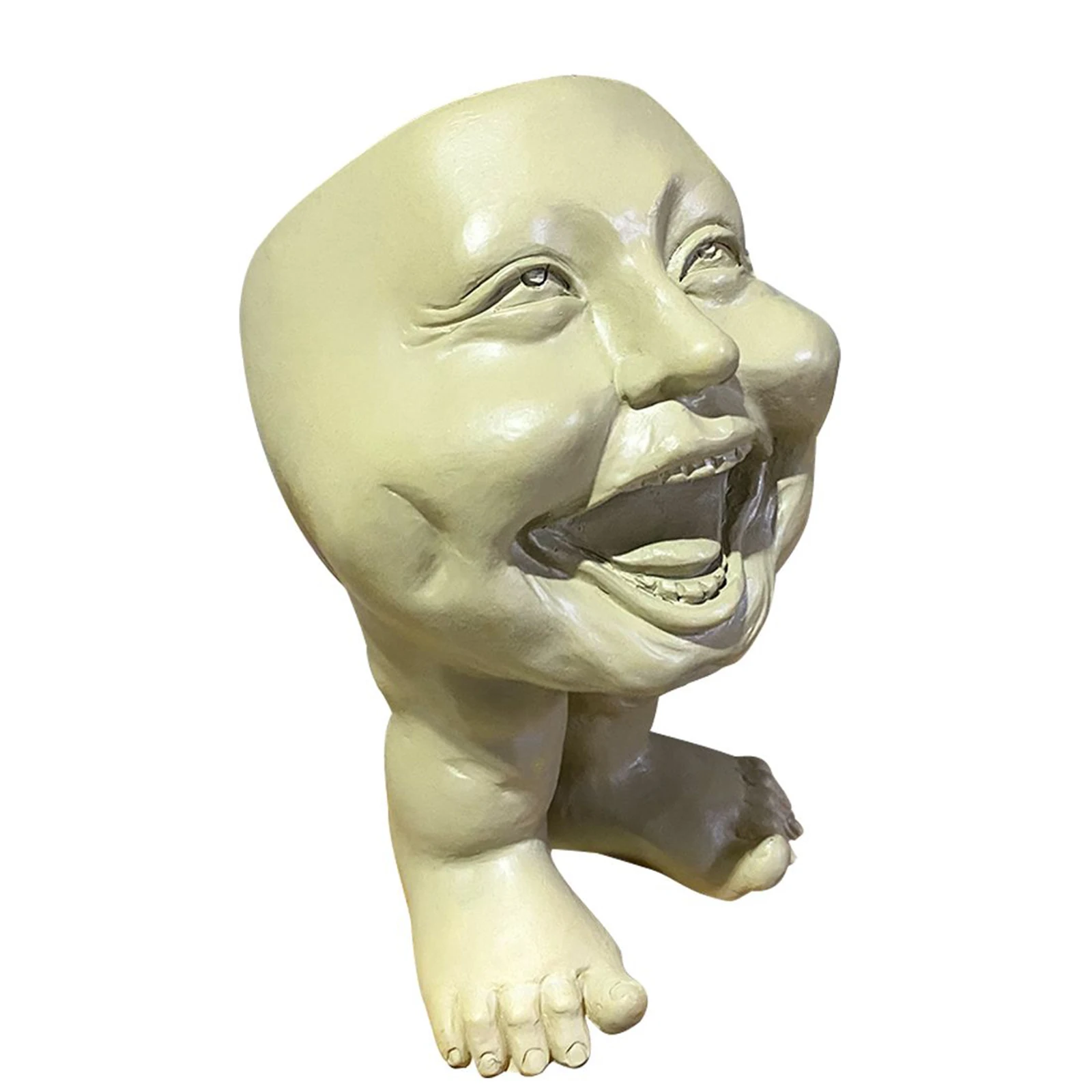 

The Faces Statue Planter Resin Ornament Flower Pot Home Desktop Garden Decoration 10x9x15cm _WK