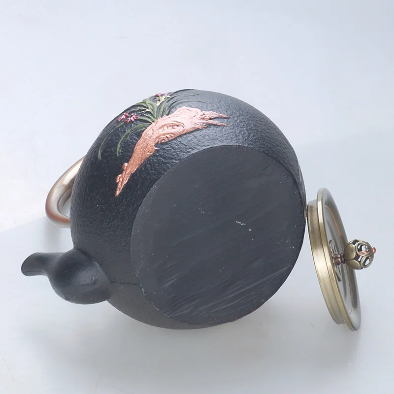 Чугунный чайник окислительная пленка Орхидея Бабочка двойной медный для