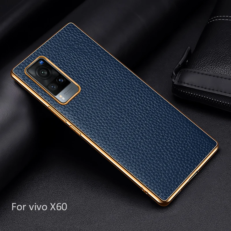 Business Leather Thin Back Case For vivo X60 Pro pebbled pattern Para Cover | Mobile Phone Cases & Covers