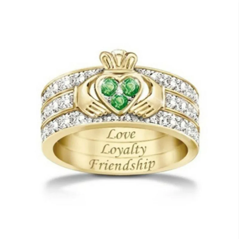 CHUHAN высокое качество кольцо с зеленым Цирконом держит Корона девушек ювелирное