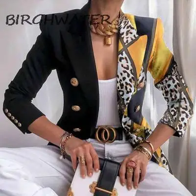 

Женский офисный блейзер с принтом бабочек, элегантная повседневная верхняя одежда с отложным воротником и длинным рукавом, осень 2021