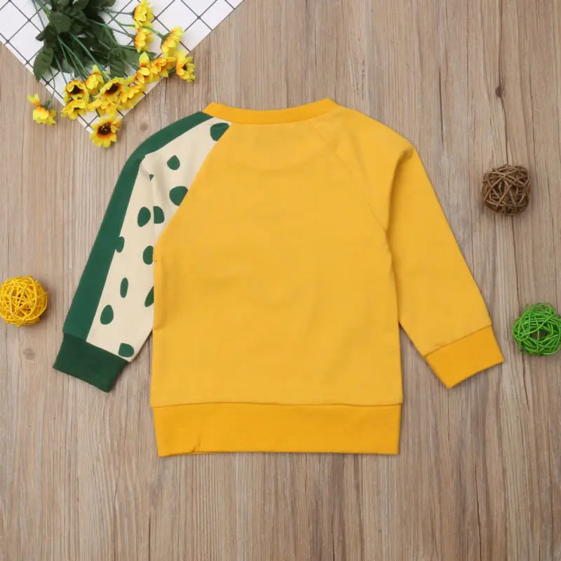 Хлопковая футболка с жирафом для маленьких мальчиков и девочек топ свитер