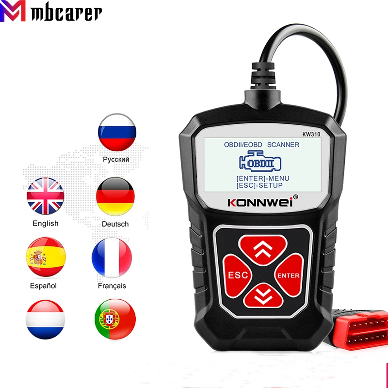 KW310 OBD2 сканер для Авто OBD 2 Автомобильный диагностический инструмент