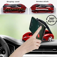 car model phone holder with phone number card aroma stick car park stop sign 360 degree rotation auto navigation phone holder