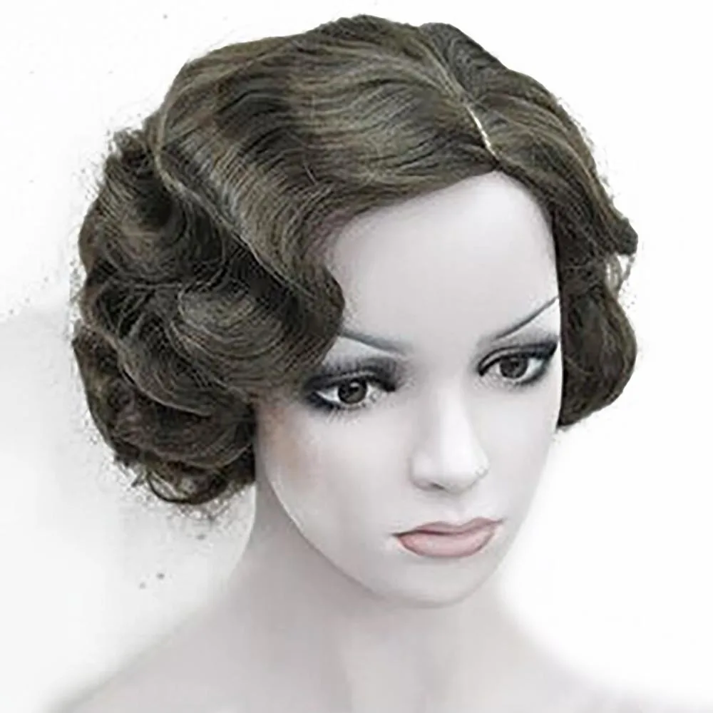 Nature Dark Brown Женский парик 1920s в винтажном стиле, короткий кудрявый парик, головной убор Мэрилин Монро, парик для женщин, нарядное платье, аксессуары для костюма - Цвет: Nature Dark Brown