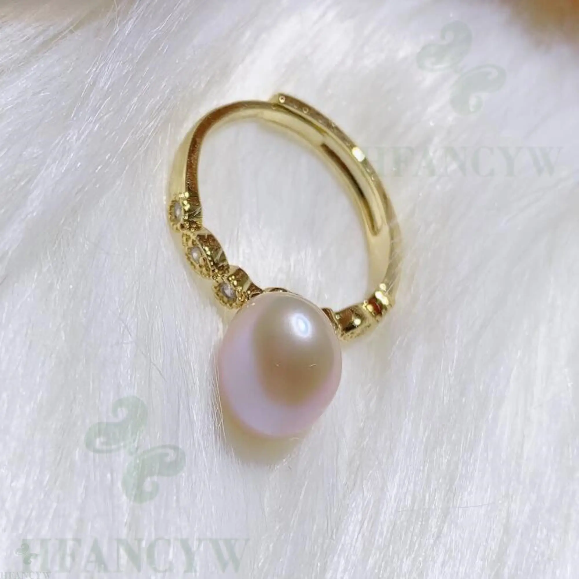 Розовое барокко жемчужное открытое регулируемое Золотое кольцо безупречные