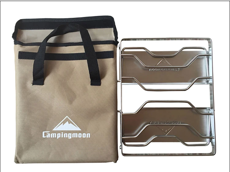 

Campingmoon Outdoor Portable Grill Rack Stainless Steel Windproof Grill Large Picnic Pan Grill Mesh Holder