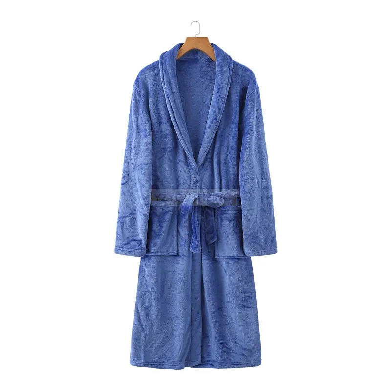 

Фланелевый Халат для влюбленных, зимний однотонный халат, теплая одежда для сна, повседневное кимоно, ночная рубашка из кораллового флиса, д...