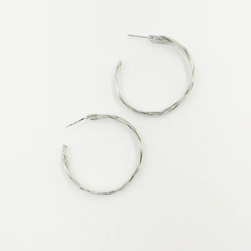 Couldxin Новые простые панк посеребренные бамбуковые круглые серьги