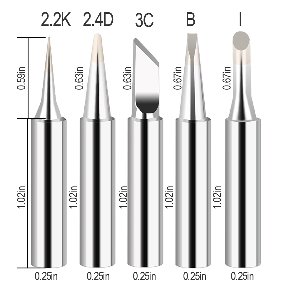 

5PCS I/K/B/3C/2.4D Universal 936 For Soldering Station Solder Iron Welding Tip Head Top Sting Lead-free Tools