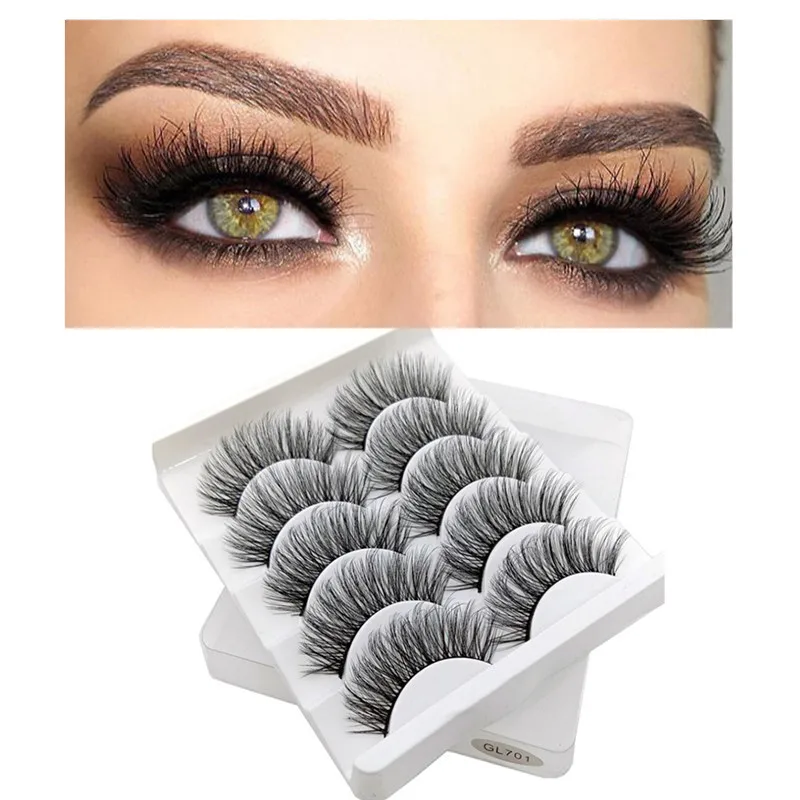 5 пар ручной работы Объемные Накладные ресницы многоразовые норковые волосы