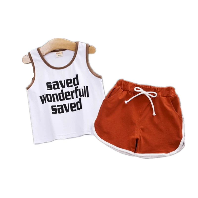 

Детский хлопковый летний спортивный костюм для мальчиков 2 шт./компл.