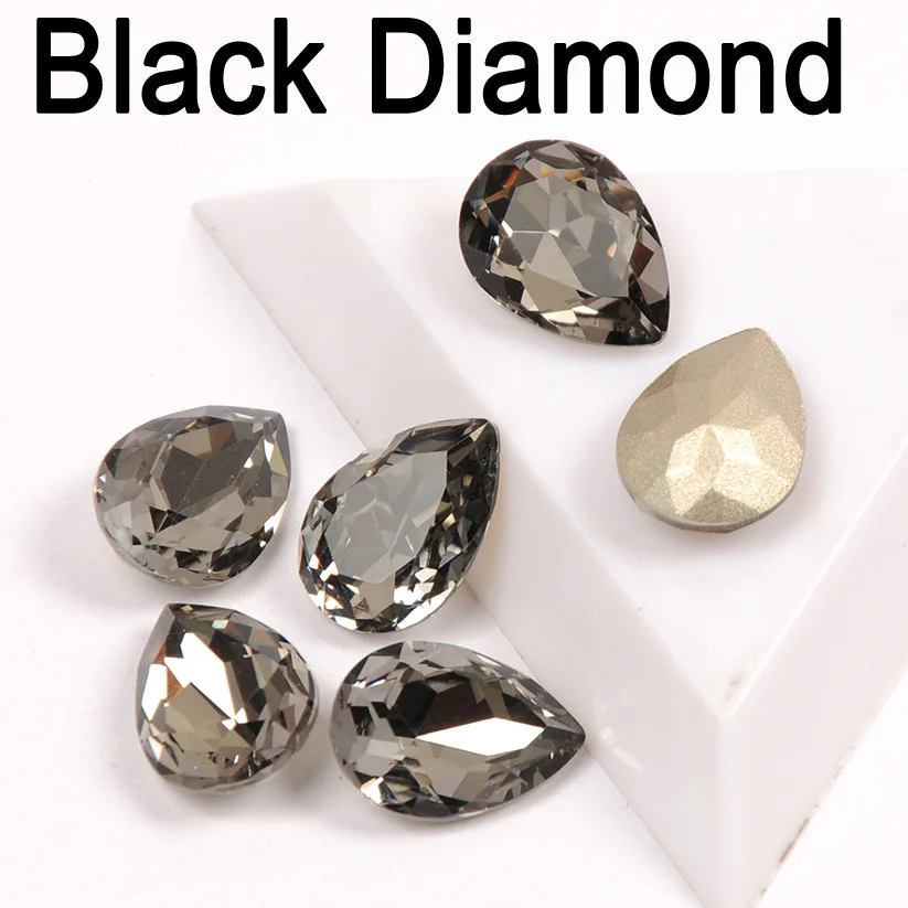 Black Diamond CTPA3bI Colorful Crystal Drop Shape Loose or With Strass Rhinestones Sew On Glass Stones DIY Crown Jewelry Ring Pendant Dress - Цвет: Black Diamond