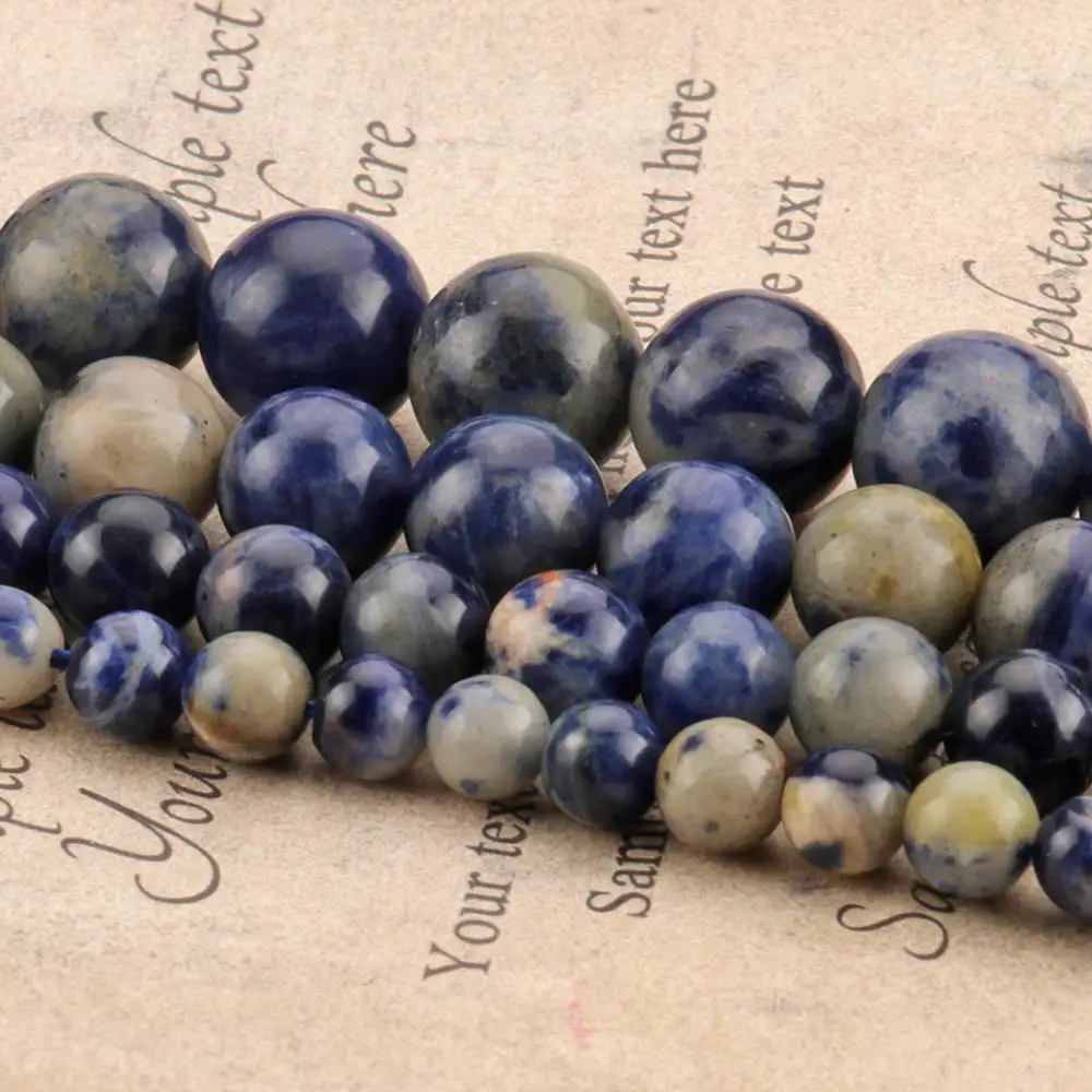 

Natural Blue Sodalite Jaspers Gem Stone Beads Round Loose Stone Beads For Jewelry Making Diy Bracelet Accessorie 15''6 8 10 12mm