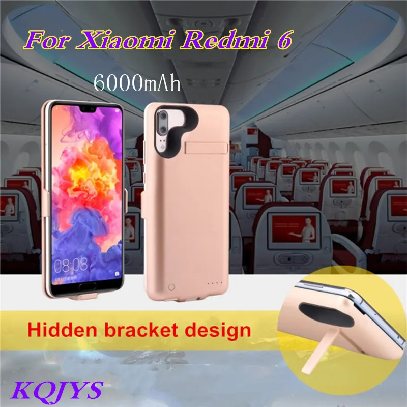 KQJYS 6000 мАч для Xiaomi Redmi 6 внешний аккумулятор зарядки аккумуляторов чехол чехлы