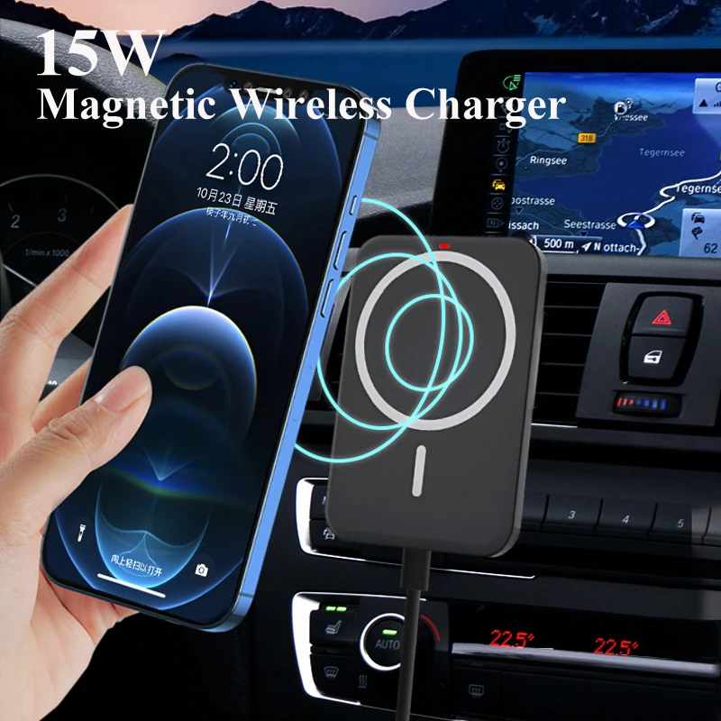 

Magnetic Wireless Car Charger for Iphone 12 pro max 12 mini Air Vent Car Phone Holder 15W Fast Charging with QC 3.0 Car Charger