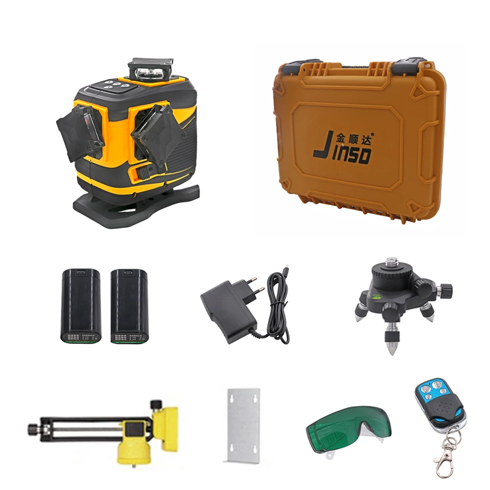 

2022 Newest No Disconnection 16 Lines 4D Green Laser Level Horizontal And Vertical Cross Lines With 360° Moving Window Available