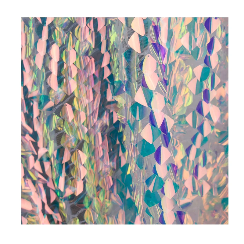 2 ярд 3D квадратный блесток вышивка сетчатая ткань AB лазерный металлик Цвет Telas