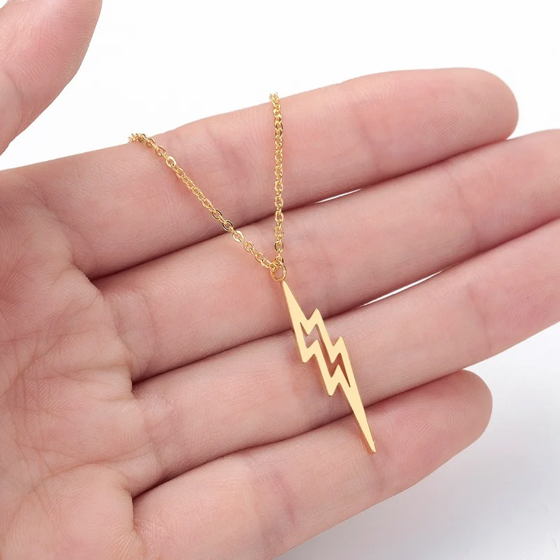 

Lightning Stainless Steel Necklace 2020 Personality Pendant Necklace For Women Pendant Necklace Men Fashion Girl Jewelry Gift