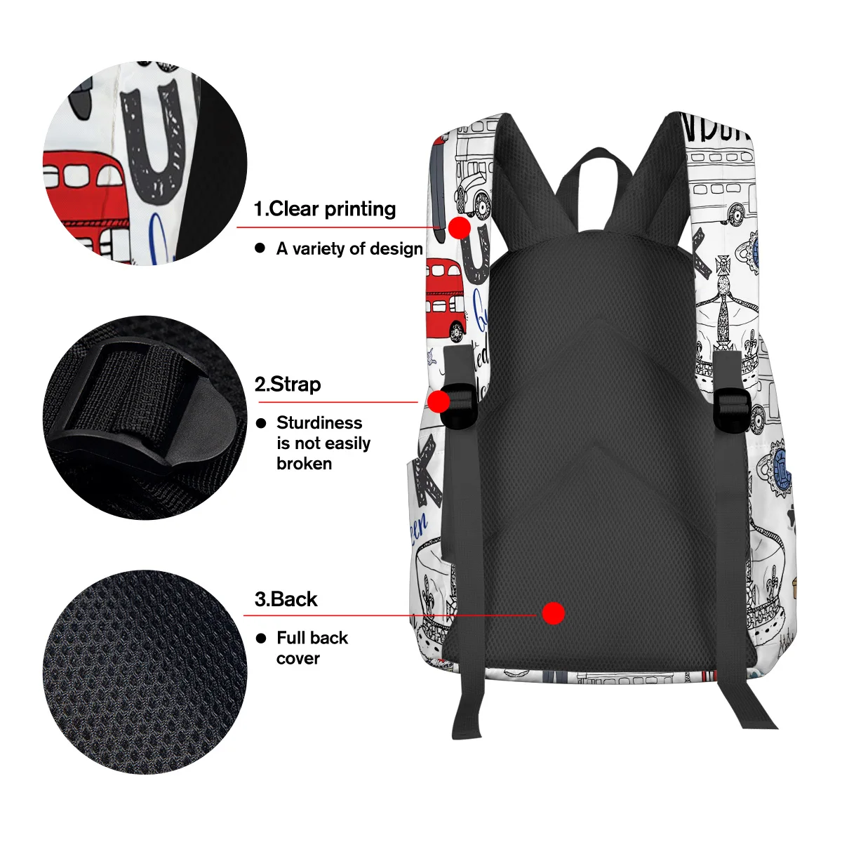 Граффити защита мост автомобиля часы Лондонский Город Рюкзак для подростков