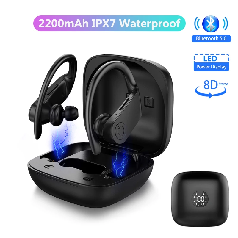 Fone de Ouvido Fone para o Telefone 5.0v sem Fio Display Bluetooth Fones Tws Estéreo Handsfree Esporte Apple Pkb1 B11 Led