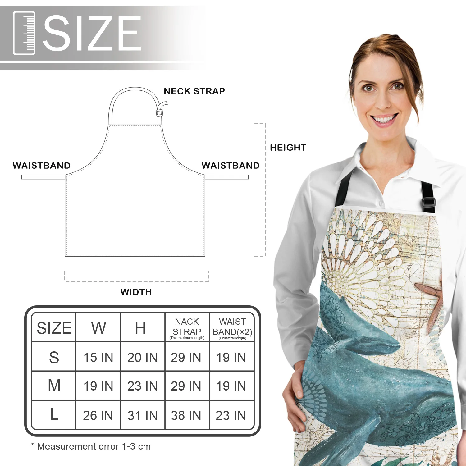 Морской стиль Кит морская жизнь кухонные женские фартуки Детская рабочая одежда