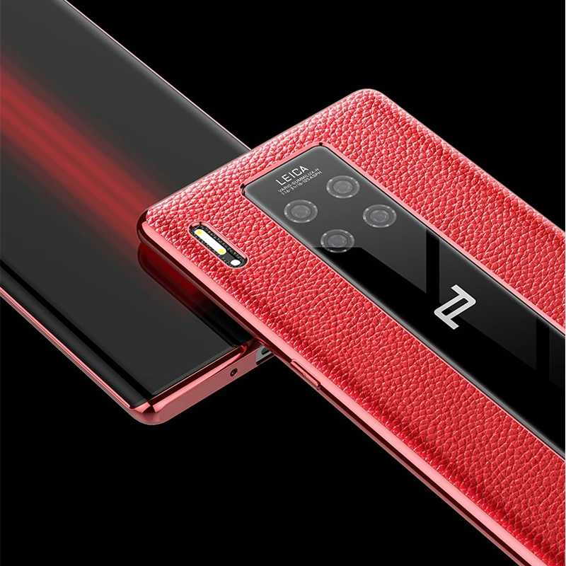 for huawei mate 30 rs genuine leather case for huawei mate 30rs phone protection hybrid true leather back case cover free global shipping