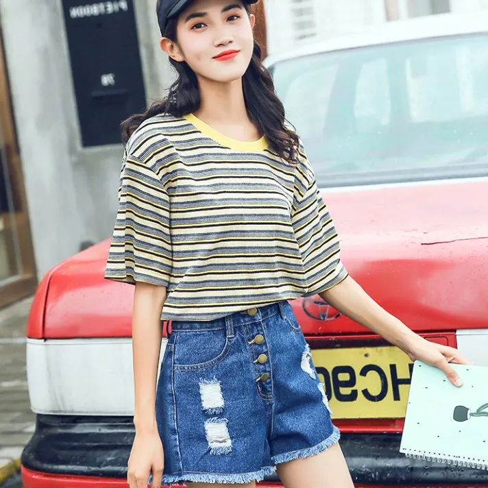 ZQLZ женские джинсовые шорты с высокой талией и широкими штанинами повседневные