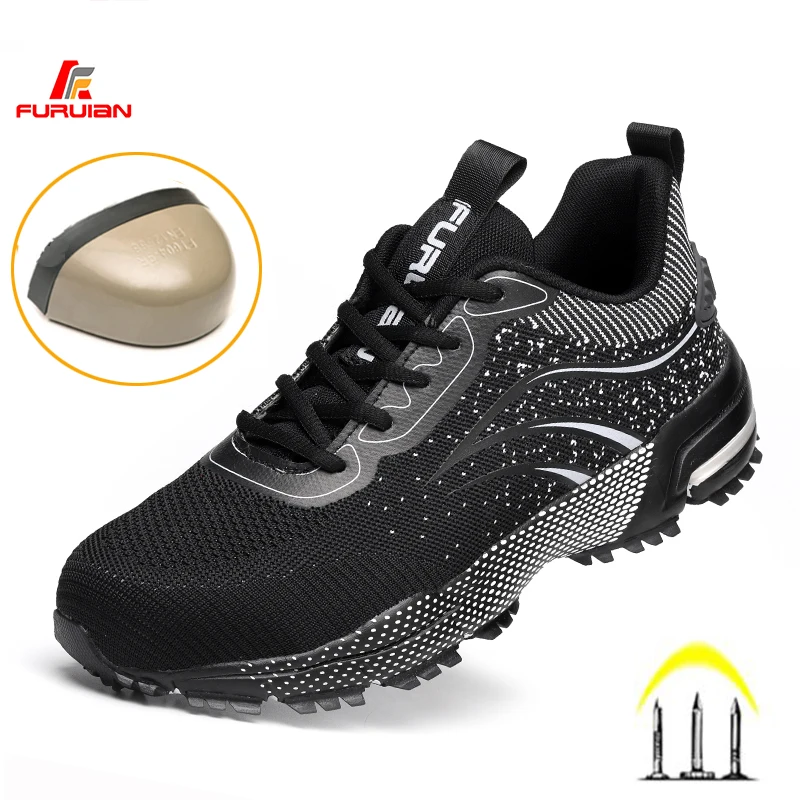 

Furuian Steel Toe Shoes for Men Women Safety Work Sneakers Indestructible Lightweight Puncture Proof Slip Resistant Working Shoe