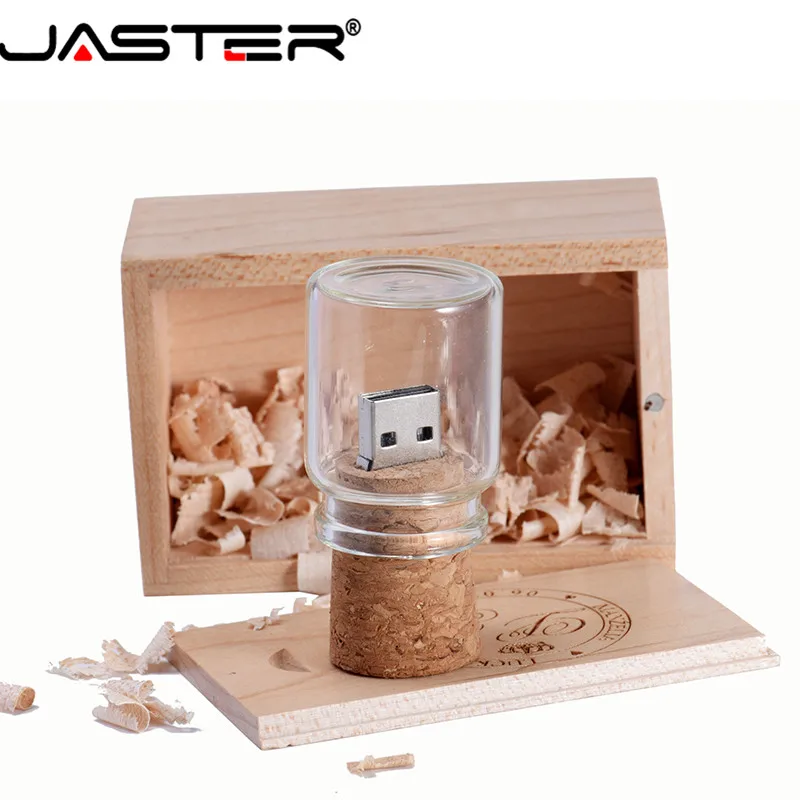 JASTER логотип на заказ Стекло бутылка USB + коробка флеш накопитель 32 Гб оперативной