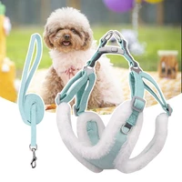 dropshipping 2pcsset pet chest strap reflective anti escape breathable pet harness traction rope kit for small medium dogs