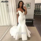 Милая Свадебные платья Русалочки свадебное платье Vestido De Noiva, сексуальное, на тонких бретелях атласное простой дизайн дешевые свадебные платья