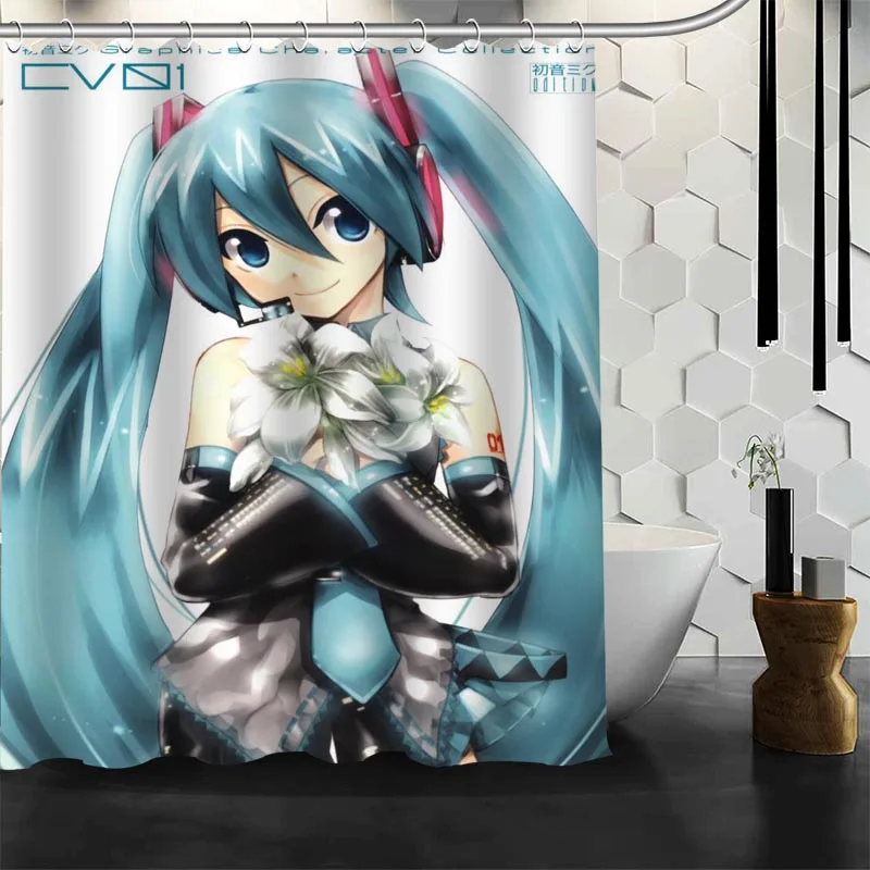 Аниме Hatsune Miku занавеска для душа полиэстер ткань принт Водонепроницаемая занавеска для ванной 12 крюк занавеска для ванной