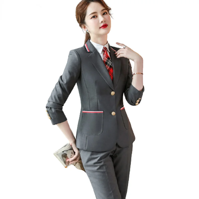 

Женский блейзер и брюки, комплект из двух предметов, деловая одежда, пиджак и брюки, Офисная Женская одежда для интервью