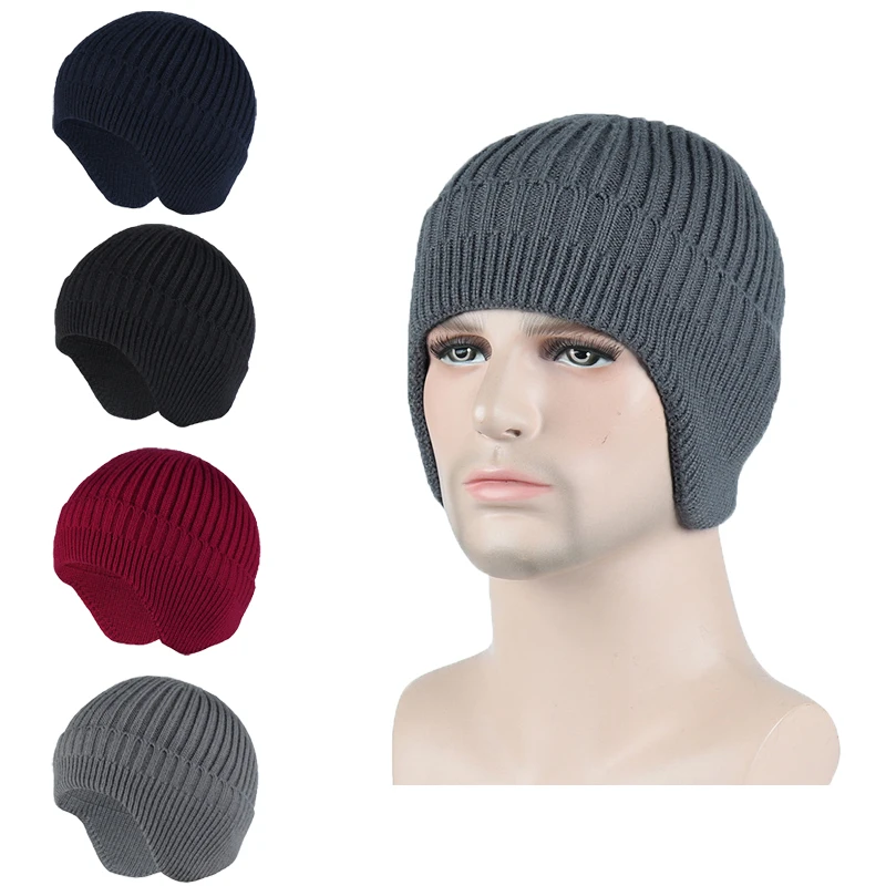 

Новая модная зимняя однотонная вязаная шапка для женщин и мужчин, плотная подкладка, бархатная Повседневная шапка, теплая хлопковая мягкая ...