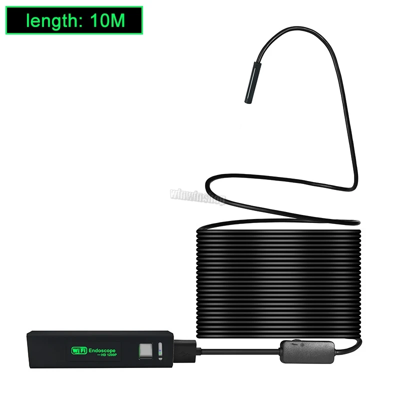 Wifi эндоскоп объектив камера HD 1200P2-10M мини Водонепроницаемый Жесткий провод