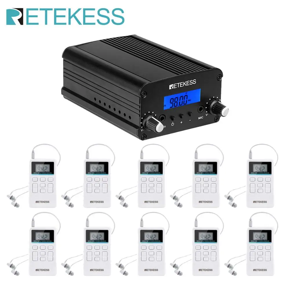 

Беспроводной fm-передатчик Retekess TR509, стерео радиостанция + 10 шт., радио TR612 для церковного перевода