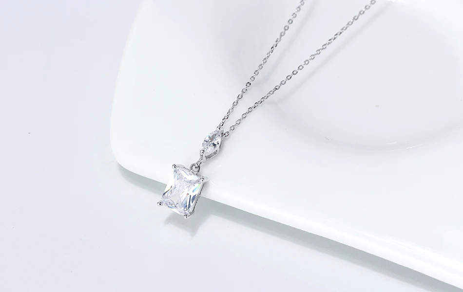 ORSA JEWELS Настоящее 925 AAAA циркониевое ожерелье с подвеской из стерлингового серебра, скользящая подвеска, простое короткое ожерелье, подлинное ювелирное изделие SN182