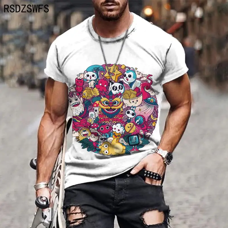 Новинка 2021 Мужская 3D футболка уличный тренд стиль Harajuku дизайнерский топ с