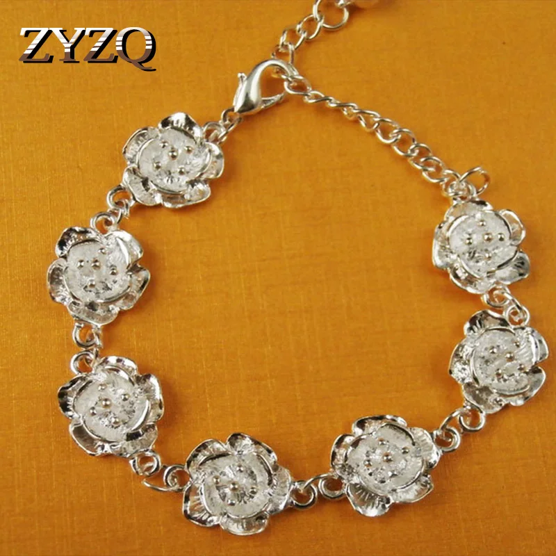 Классические Женские романтичные браслеты ZYZQ высококачественные посеребренные