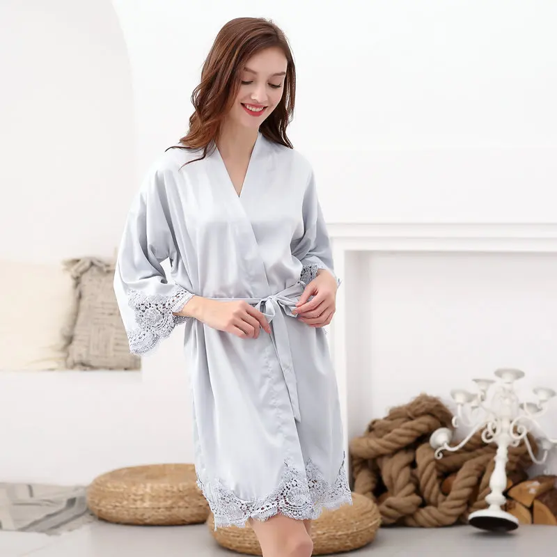 Matt Satin Robe  Comfortable Dress Bride Robe Dress Bridesmaid Robe Dress Lace robe Wedding Robe Dress