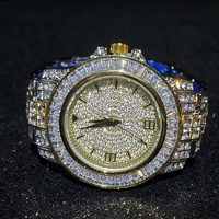 hip hop missfox boss mens watches top brand luxury baguette diamond stainless steel bracelet quartz wristwatches business hours