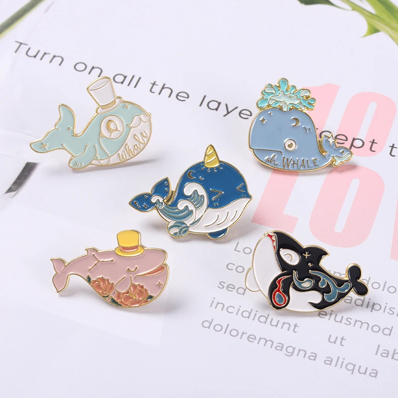 

Whale Enamel Pin Ocean Animal Brooches for Women Men Cartoon Backpacks Clothes Lapel Pins Badge Jewelry Gift Wholesale