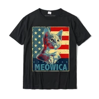 meowica cat 4th of july patriotic american flag gift women t shirt cotton mens t shirt europe tops shirts cheap casual