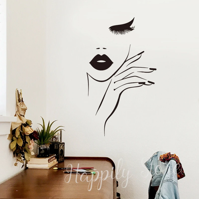 Спа маникюрная Наклейка на стену для парикмахерской модная женская студийная с